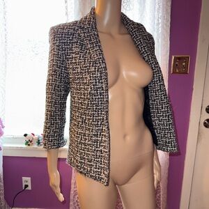 Jones New York Black and White Tweed Blazer